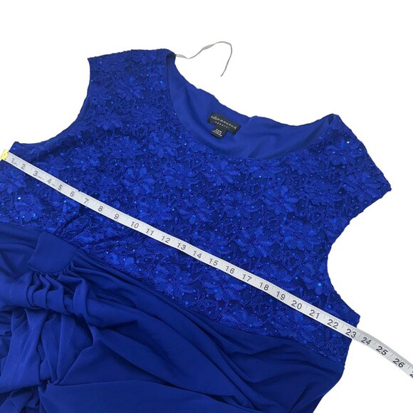 Connected Apparel Plus SZ 24W Royal Blue Gown Sequined Lace Draped Tulip Hemline - Picture 5 of 14